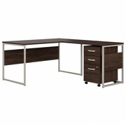 BUSH BUSINESS FURNITURE Desk, L-Shaped, w/Ped, 59.45inx71.34inx29.9in, Black Walnut BSHHYB029BWSU